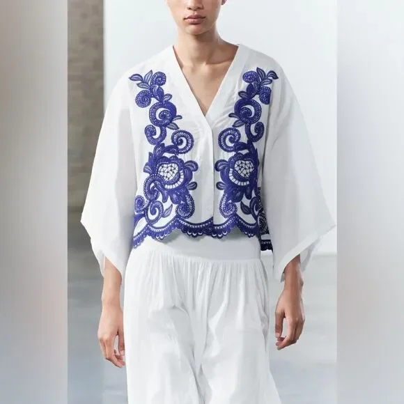 Zara Co-Ord Set Embroidered Blouse And Skirt - Picture 15 of 15